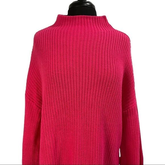 Cupcakes & cashmere Pink Mock Turtleneck Oversized Sweater Sz L - Picture 2 of 12